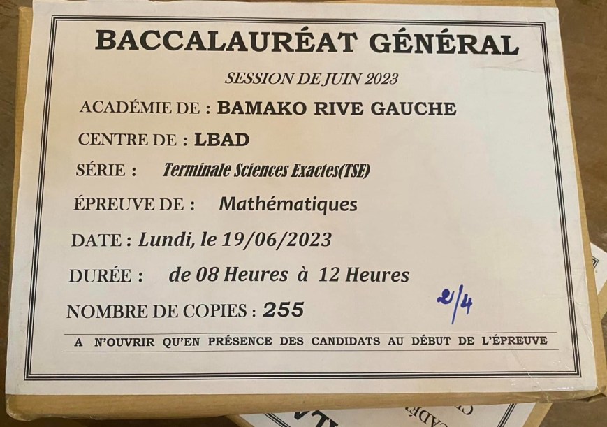 EDUCATION: DÉBUT DES ÉPREUVES DE BACCALAURÉAT AU MALI